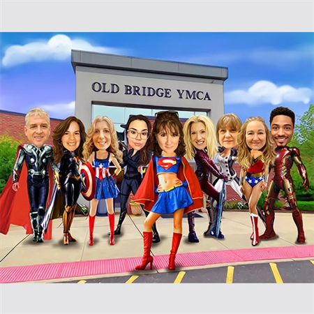 Custom Group Caricature As Superheroes for Christmas from Photos,by myDaVinci - myDaVinci